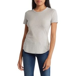 James Perse Women's Sheer Slub Crew Neck Tee T-Shirt in Ivory